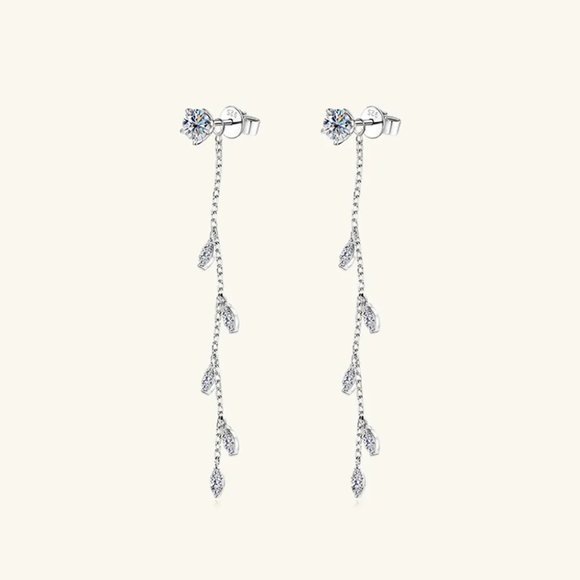 1.38 Carat Moissanite 925 Sterling Silver Leaf Earrings - Picture 8 of 9